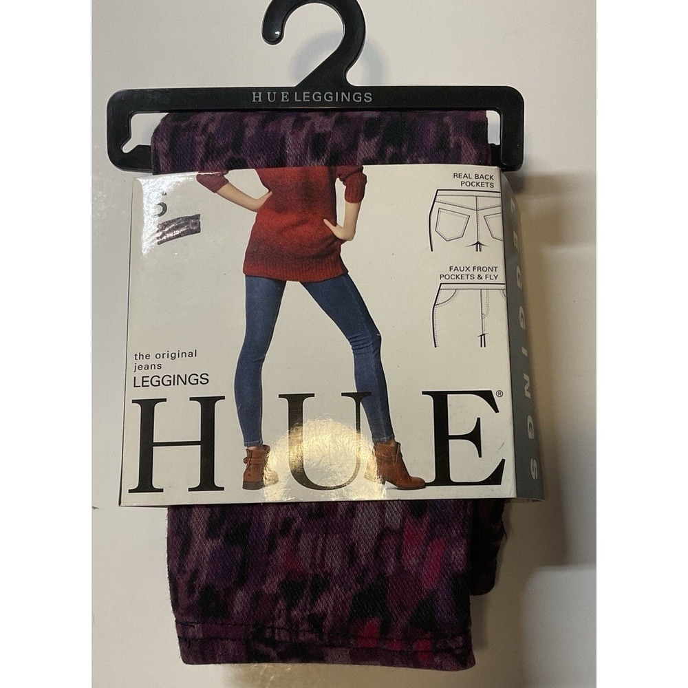 NIP Women's HUE The Original Jeans Leggings Abstract Geometric Berry Small (4-6)